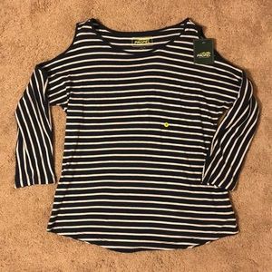 Propel striped cold shoulder top NWT